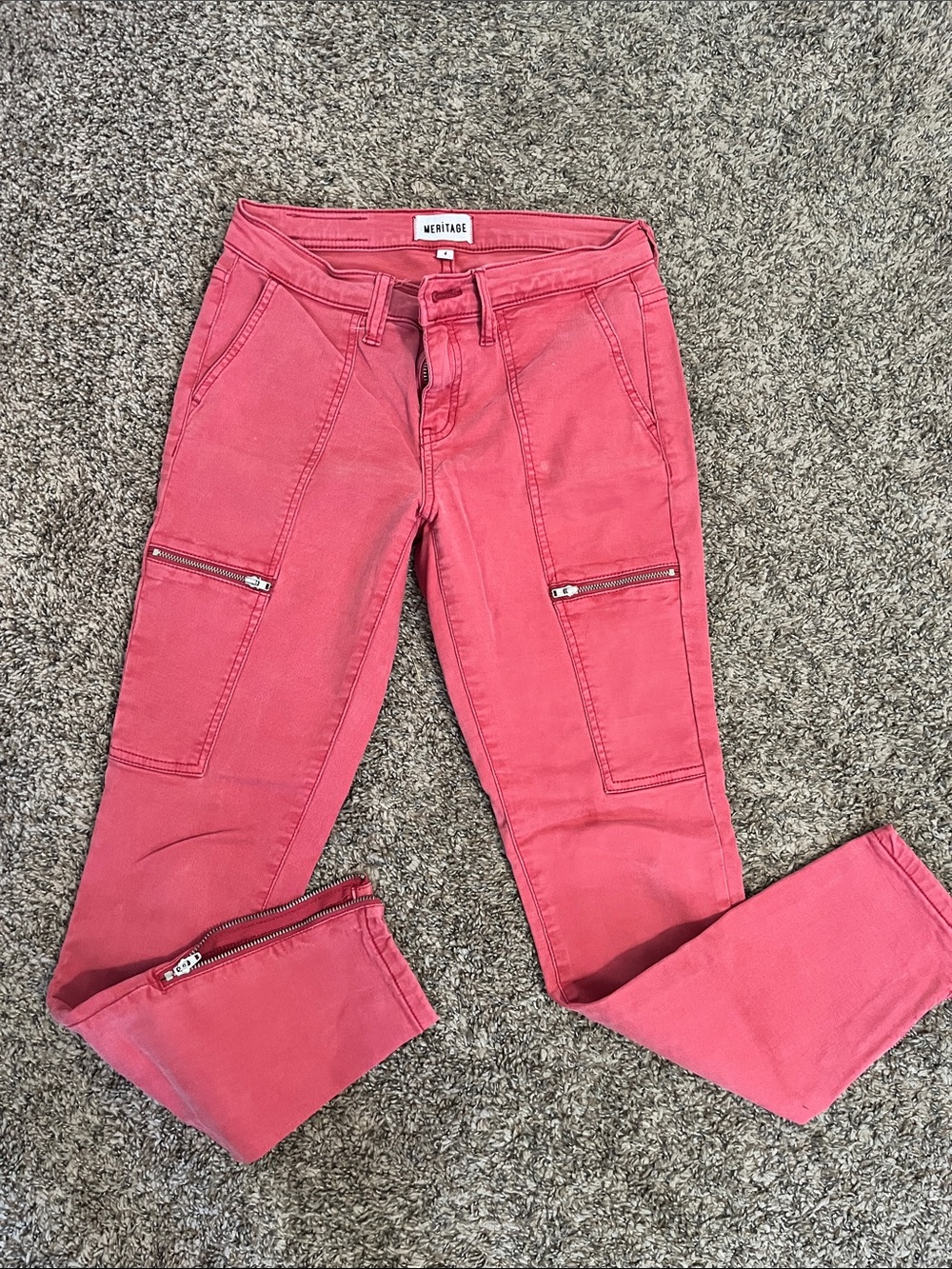 🐇 Meritage Pink Skinny Cargo Jeans with Ankle Zips